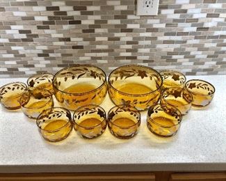 $ 45 Set of topaz colored dishes with 2 larger serving dishes