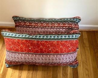 $40 2 Colorful pillows 34" L by 16" W 