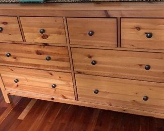 $175 8 drawer dresser 63 and 3/4 long by 38" high by 20" deep 