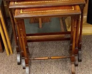 LEATHER TOP NESTING TABLES...85.00