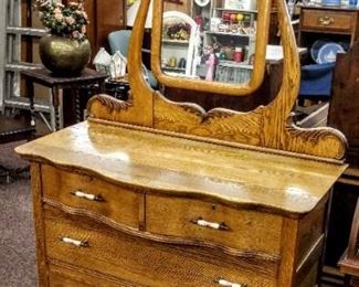 OAK CHEST OF DRAWERS WITH MIRROR...150.00