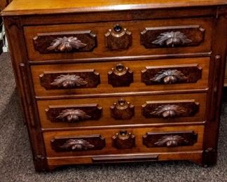 CHEST OF DRAWERS WITH OAK LEAF PULLS...250.00