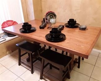 Kitchen table with four benches