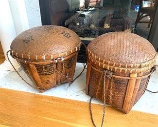 large Asian gathering baskets 