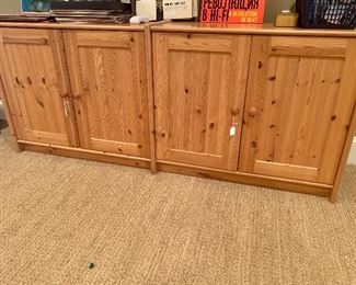 pair of pine cabinets