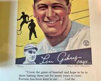 Unframed Lou Gehrig print