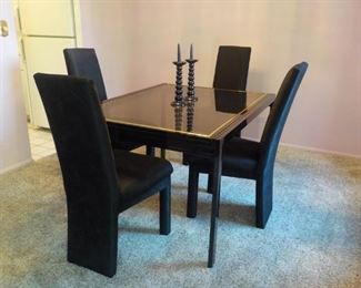 Dining set, 4 Chairs, glass top $150