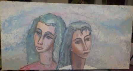 Hilda Rubin Oil Painting, Unframed, signed upper right 28" x 14". $150