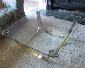 Coffee Table, 36 in square glass on stainless steel $50