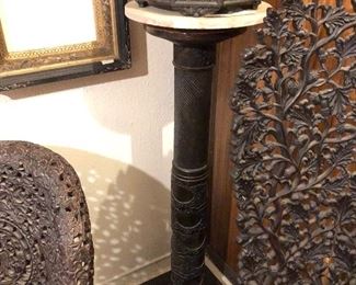 Fabulous ebony carved Victorian plant stand...or clock stand.