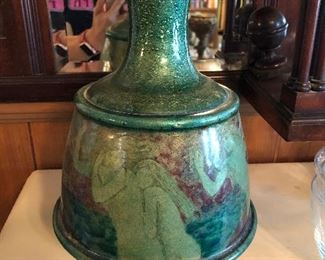 Antique English art studio pottery art nouveau vase.  beautiful and unusual.