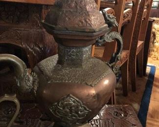 Interesting copper Dragon ewer pitcher.