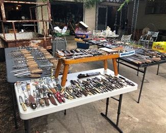Hundreds of American pocket knives, kitchen knives, butcher, knives, sabers, military knives.  