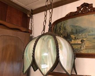 tulip slag glass light chandelier.