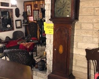 William Robb antique late 1700's-early 1800's inlaid case German grandfather clock.  