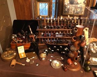 Only some of over 300 vintage pipes and 100 pipe stands.