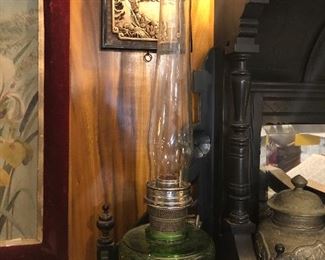 Green Aladdin oil lamp