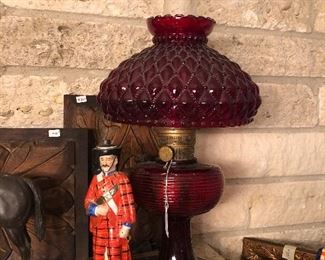 Aladdin ruby red quilted oil lamp