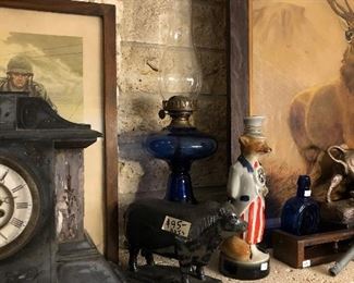 Blue Aladdin oil lamp