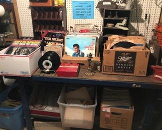 records in the garage.  some pretty good ones in there.    4 boxes.