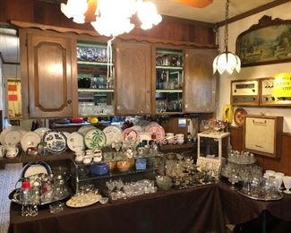 More cool restaurant ware, some advertising, sundae glasses, peanut serving box.