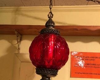 cool retro 1970's ruby red hanging chandelier