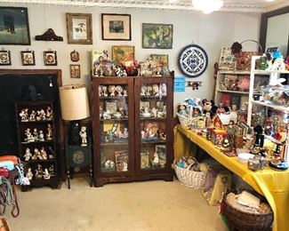 More of the kids room with lots of vintage head vases, humbles and Japan styled humbles, artwork.