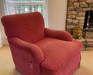 Salmon/Mauve Fabric Arm Chair - Approximately 32-1/2” Tall X 30” Wide X 37” Deep X 17-1/2” Seat Height