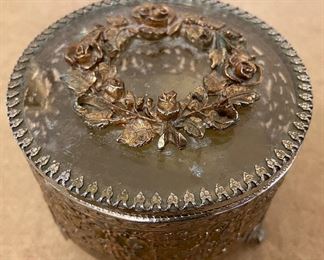 Vintage Brass/Glass Jewel Box