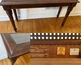 Bombay Wood/Glass/Wicker Sofa Table-Approximately 29-1/4” Tall X 48” Wide X 17” Deep