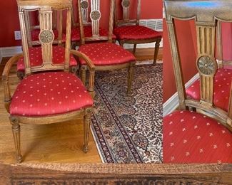 Thomasville Pecan set of 6 Dining Chairs-Approximately 23” Wide Arm to Arm X 20” Wide Seat X 17” Seat Height X 39-1/2”  Tall Back