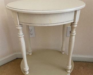 Small White Oval 2 Level Occasional Table - Approximately 27” Tall X 15-1/2” X 20” Oval