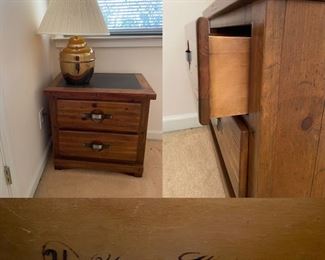 Signed Young-Hinkle Knotty Pine 2 Drawer End Table with Slate Top-Approximately 23-1/2” Tall X 25” Wide X 16” Deep there’s 2 Available 