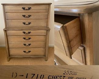 Pickled Chest on Chest Approximately 48” Tall X 34-3/4” Wide X 19” Deep