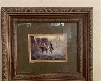 $55 ~  FRAMED 14 X 16 WESTERN PRINT 