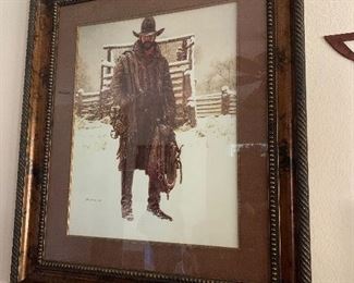 $225 ~ JAMES BAMA FRAMED COWBOY 