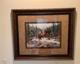 $225` Jack Terry framed print "Whitewater Crossing "