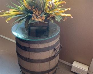 $55- Small Whisky Barrel 11 1/2 wide x 15 1/2 ht 