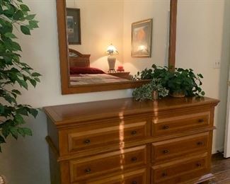 $480 OBO~ RUSTIC SIX DRAWER CEDAR DRESSER WITH IRON AND METAL MIRROR 