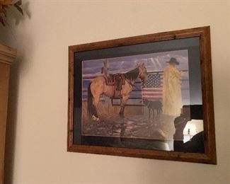 $48 ~ FRAMED WESTERN PRINT 22W  X 17HT