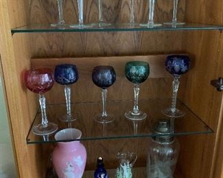 Mary Gregory pieces and cut crystal stemware