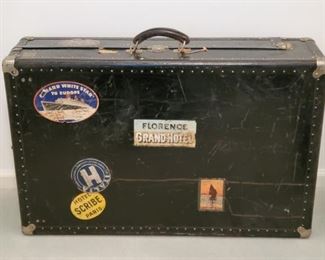 Antique Steamer Trunk With Steamship Stickers