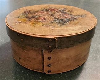 19th Century Painted Wood Copper Riveted Band Box