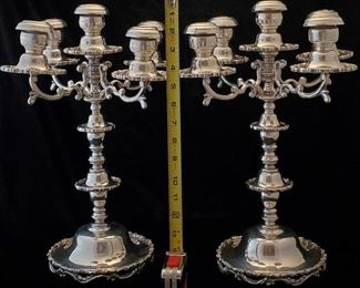 Pair of 16" Heavy Sterling Silver 925 Candelabra, probably Mexican