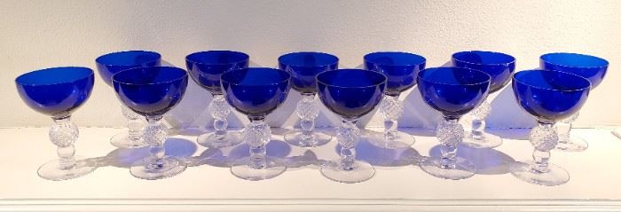 Vintage cobalt blue stemware