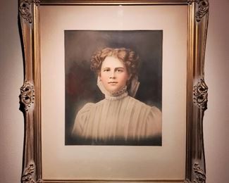 Vintage hand colored photograph of a woman
