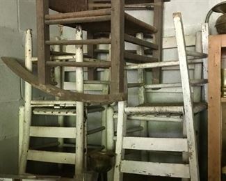 Vintage/antique ladder back chairs and rocker