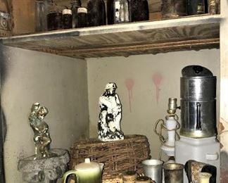 Antique bottles, vintage lamps, decor, & more