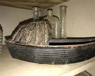 Vintage cast iron Japanese Sampan or "Junk" boat