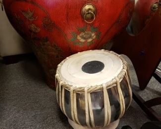 Chinese Ceremonial Drum $900   Pr. Indian Tabla Drums $200pr